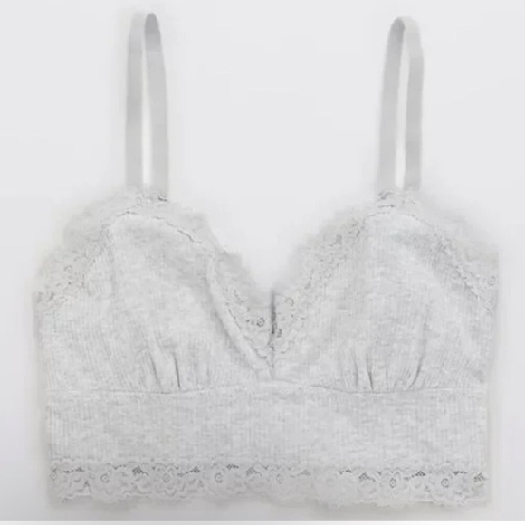 Gray Lace Trim Bralette Bras - Picture 2 of 4